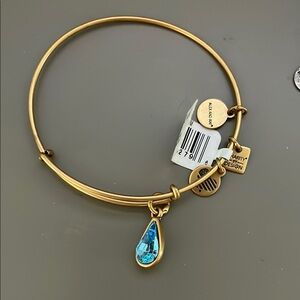Alex and Ani Gold and Blue Teardrop Charm Bracelet